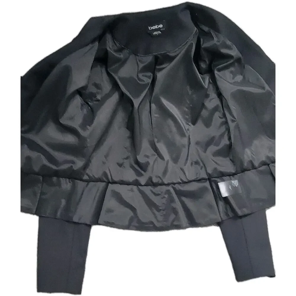 bebe Black‎ Peplum Zippered Jacket Size 6 (small)